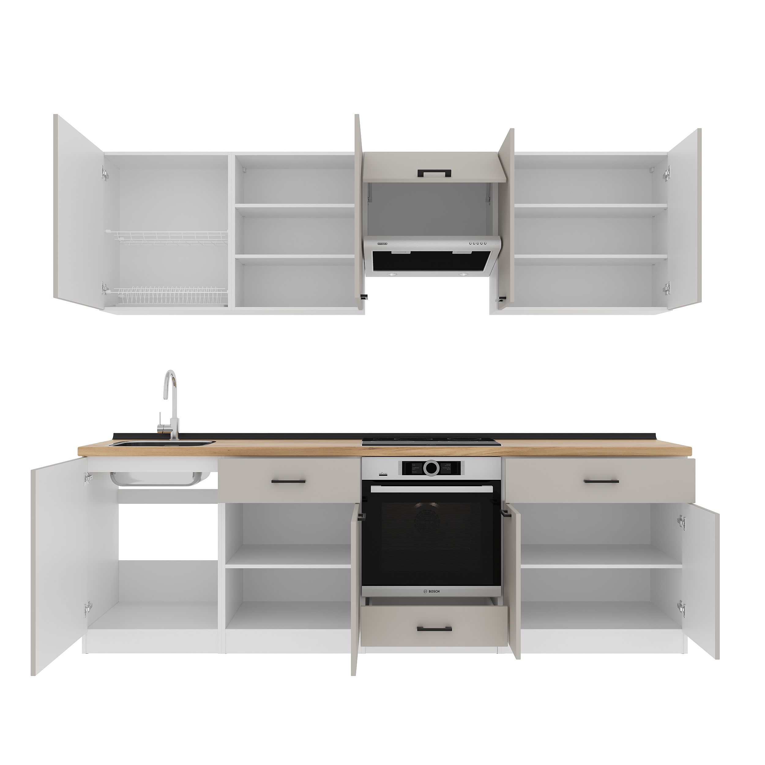 Set bucătărie: Vincento "C" Modern, Stejar Auriu, 260 cm
