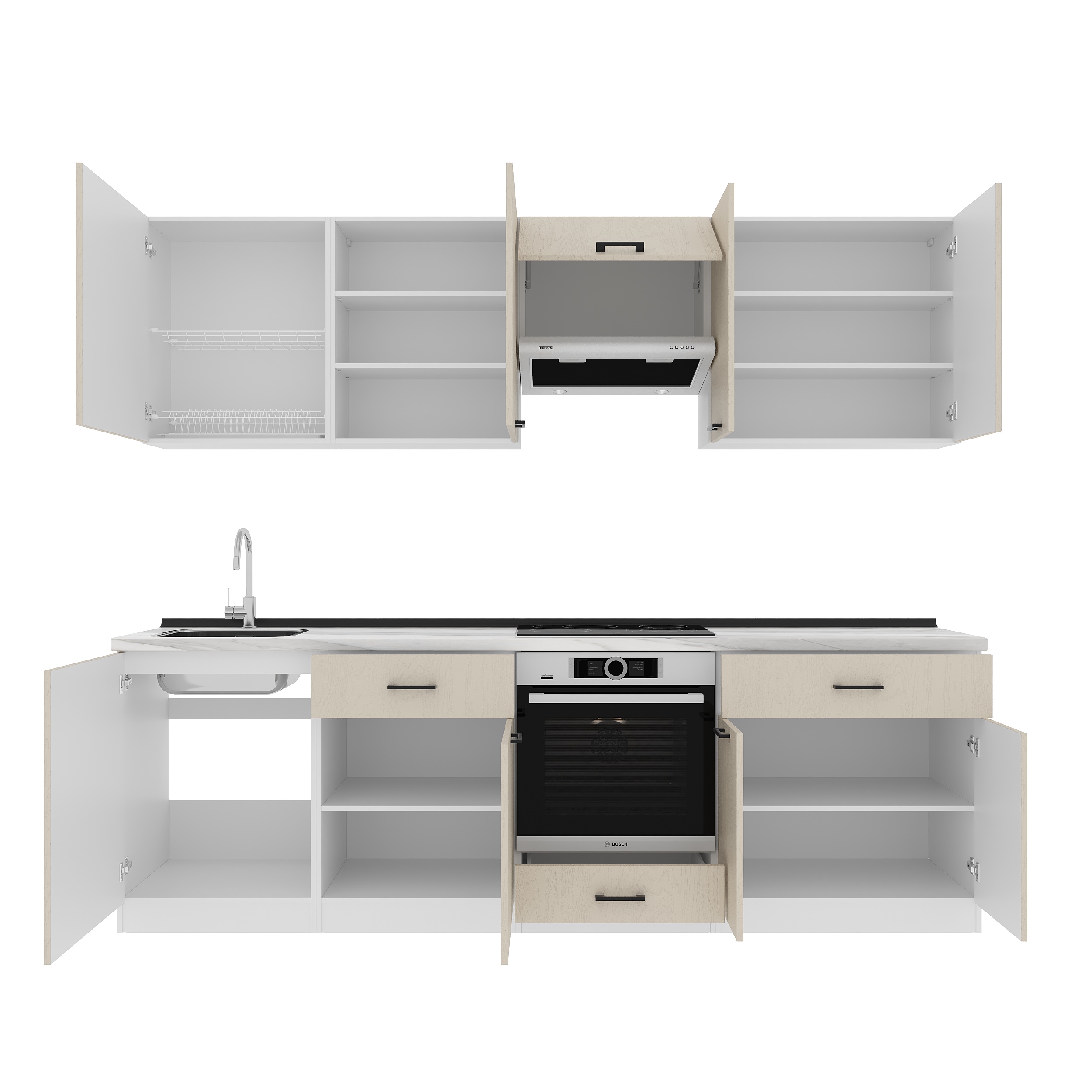 Кухонный гарнитур: Vincento "C" Modern, Мрамор, 260 см