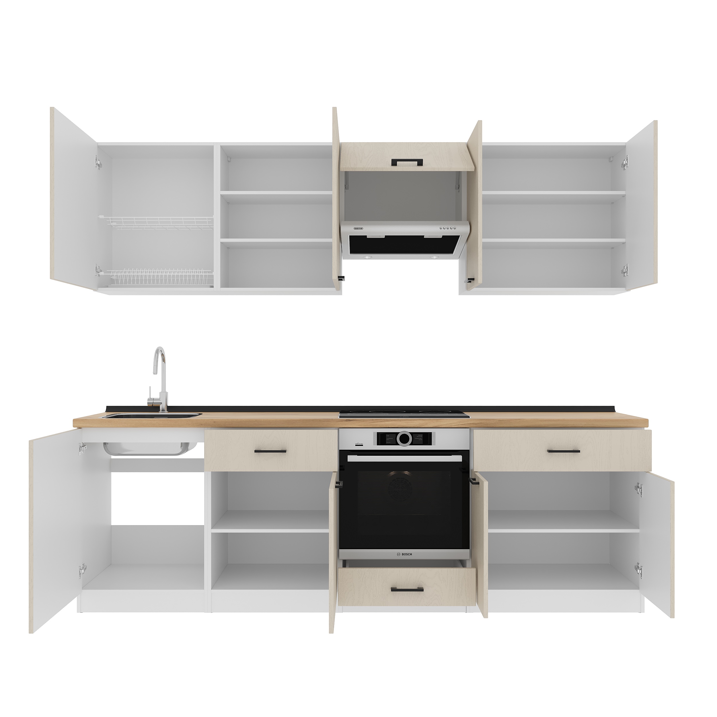 Set bucătărie: Vincento "C" Modern, Stejar Auriu, 260 cm