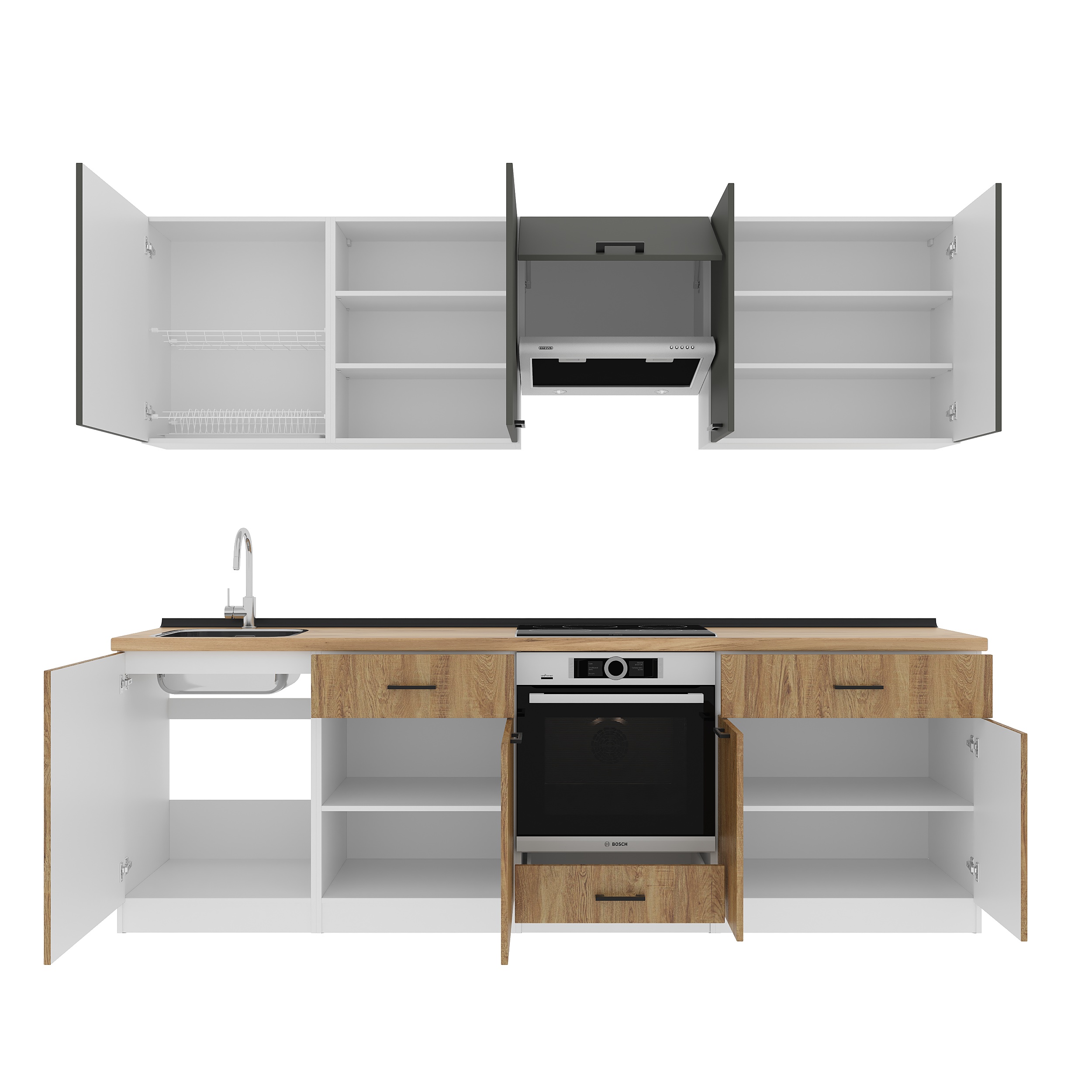 Set bucătărie: Vincento "C" Modern, Stejar Auriu, 260 cm