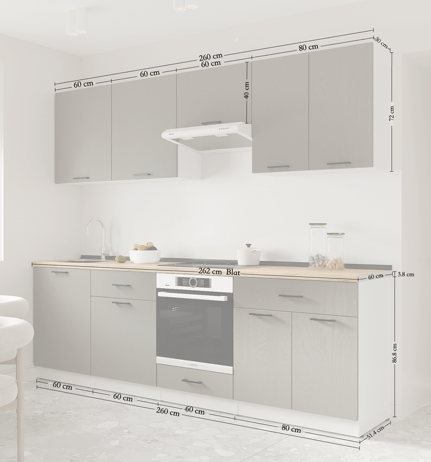 Set bucătărie: Vincento "C" Modern, Stejar Auriu, 260 cm