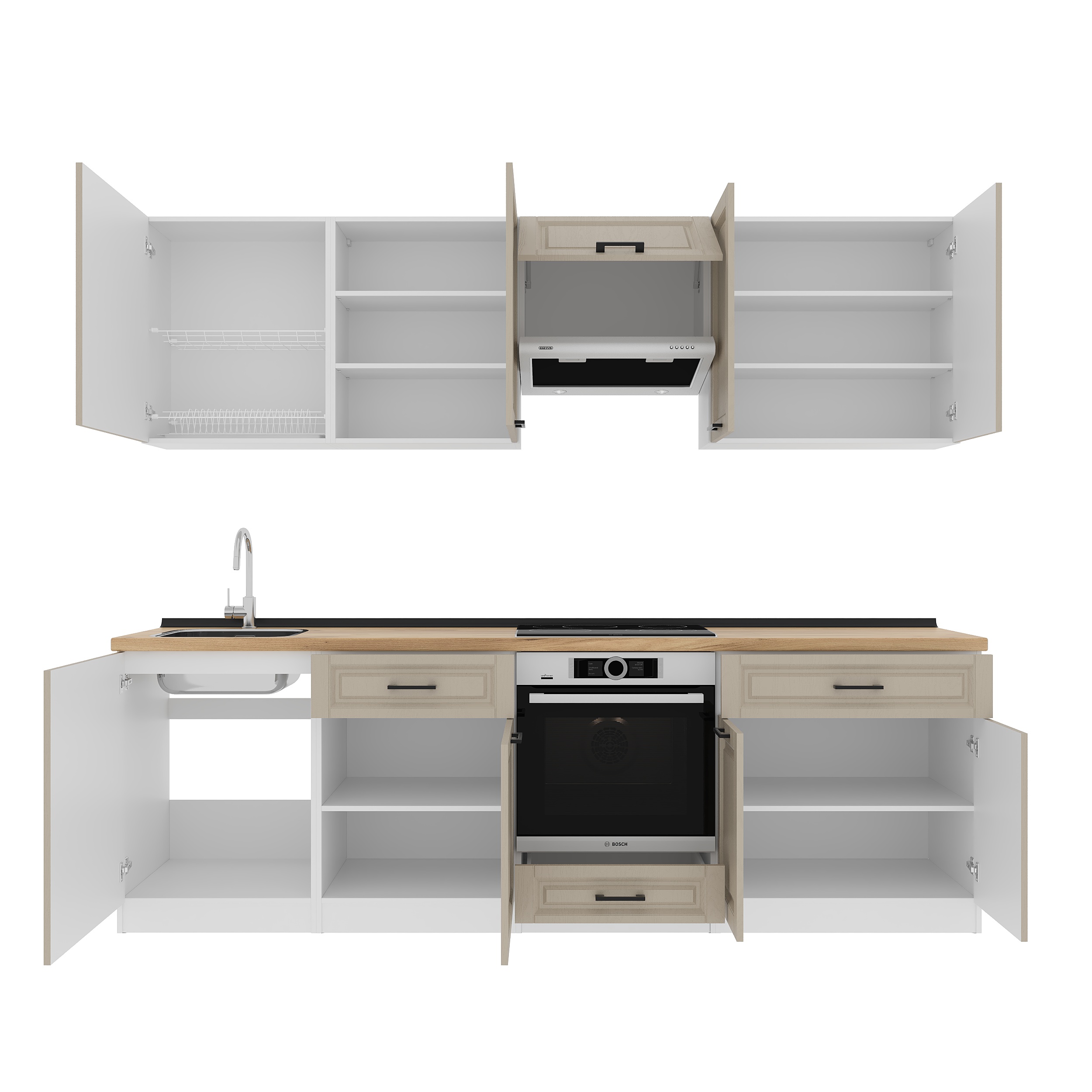Set bucătărie: Vincento "C" Classic, Stejar Auriu, 260 cm