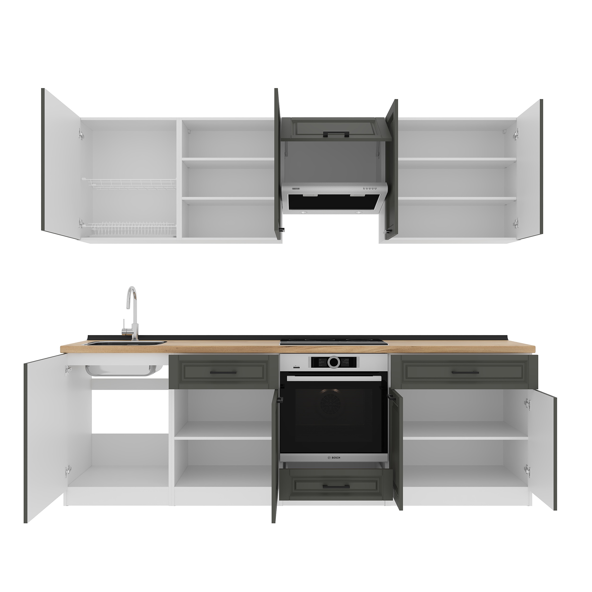 Set bucătărie: Vincento "C" Classic, Stejar Auriu, 260 cm