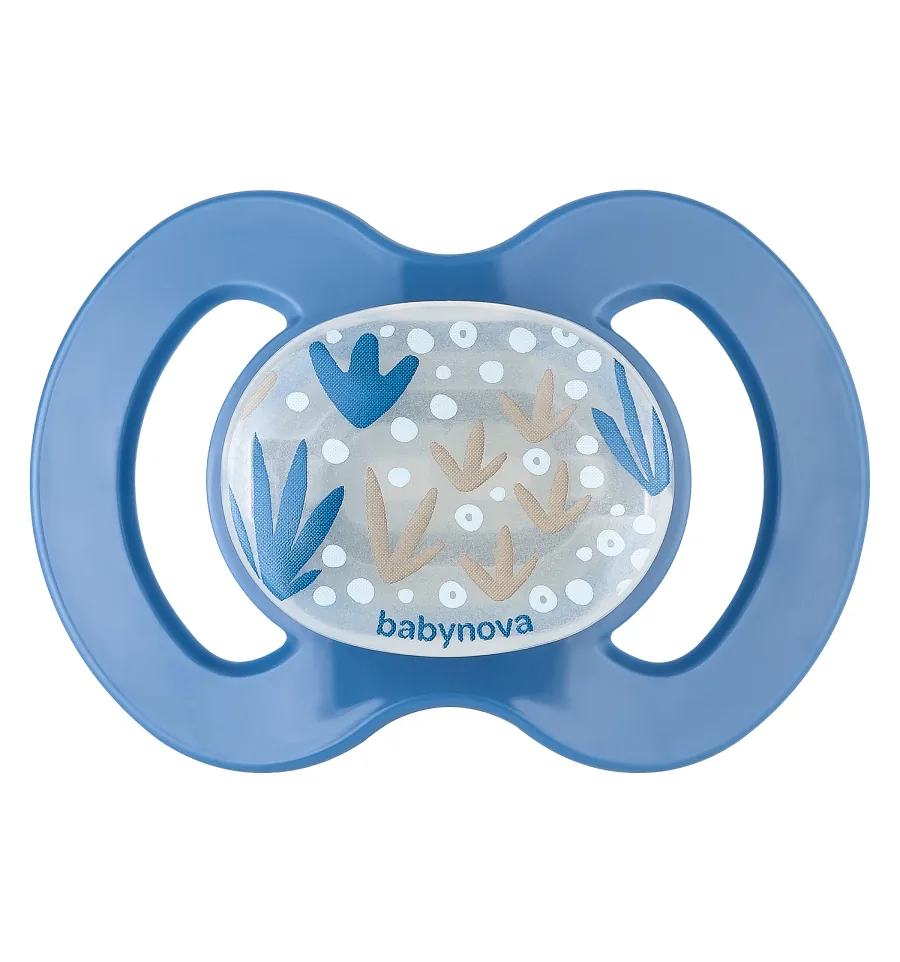 ”Baby-Nova” Suzetă ortodontică "Glow in the dark", fără inel, 0 luni+, Silicon, fără BPA, 1 buc.  (24222)