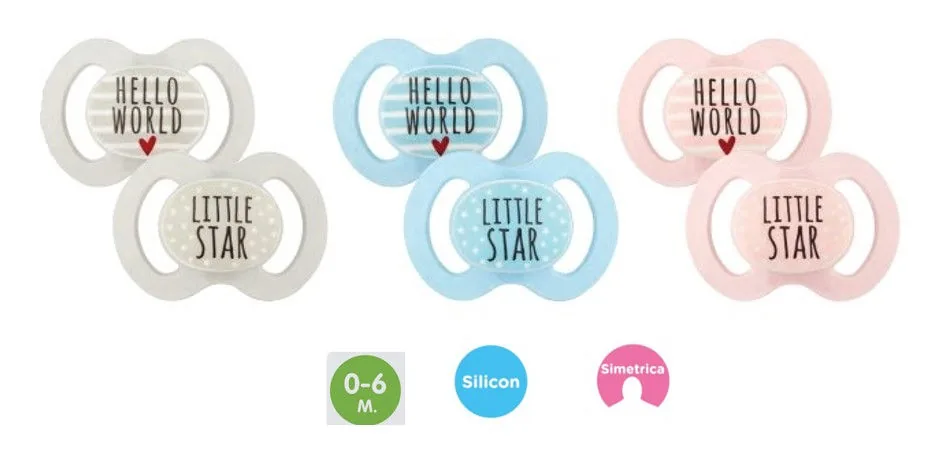 ”Baby-Nova” Suzetă simetrică fără inel, 0 luni+, Silicon, fără BPA, 2 buc. (27231)