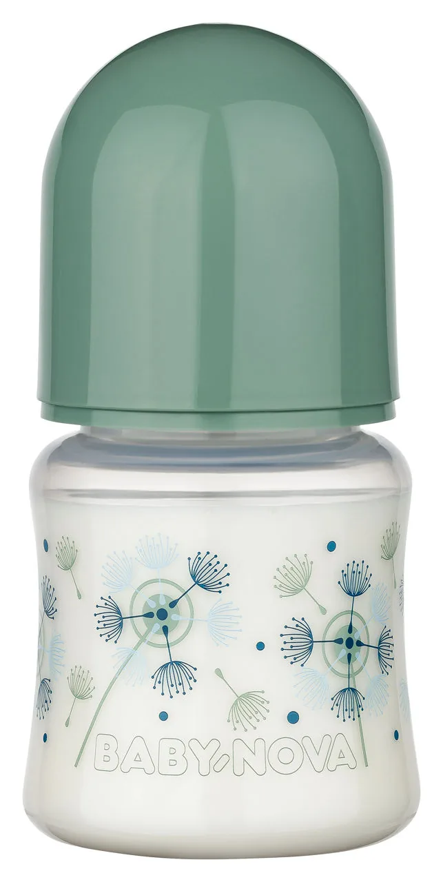 ”Baby-Nova” Biberon din silicon cu gât larg, 150 ml, 0 - 24 luni, debit lent, fără BPA, cu tetină suplimentară, 1 buc