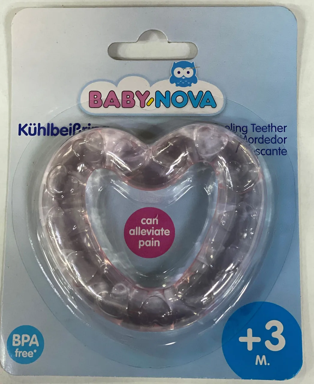 "Baby-Nova" Охлаждающий массажер для десен "Heart" & "Star" (с водным наполнением), от 3 месяцев, без BPA, 1 шт (31508)
