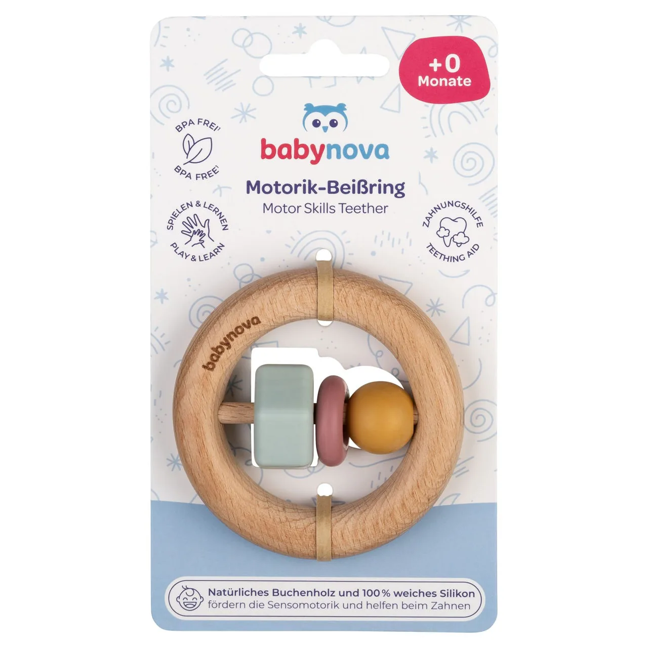 Baby-Nova, Прорезыватель для зубов с силиконовыми элементами, от 3 месяцев (31157)