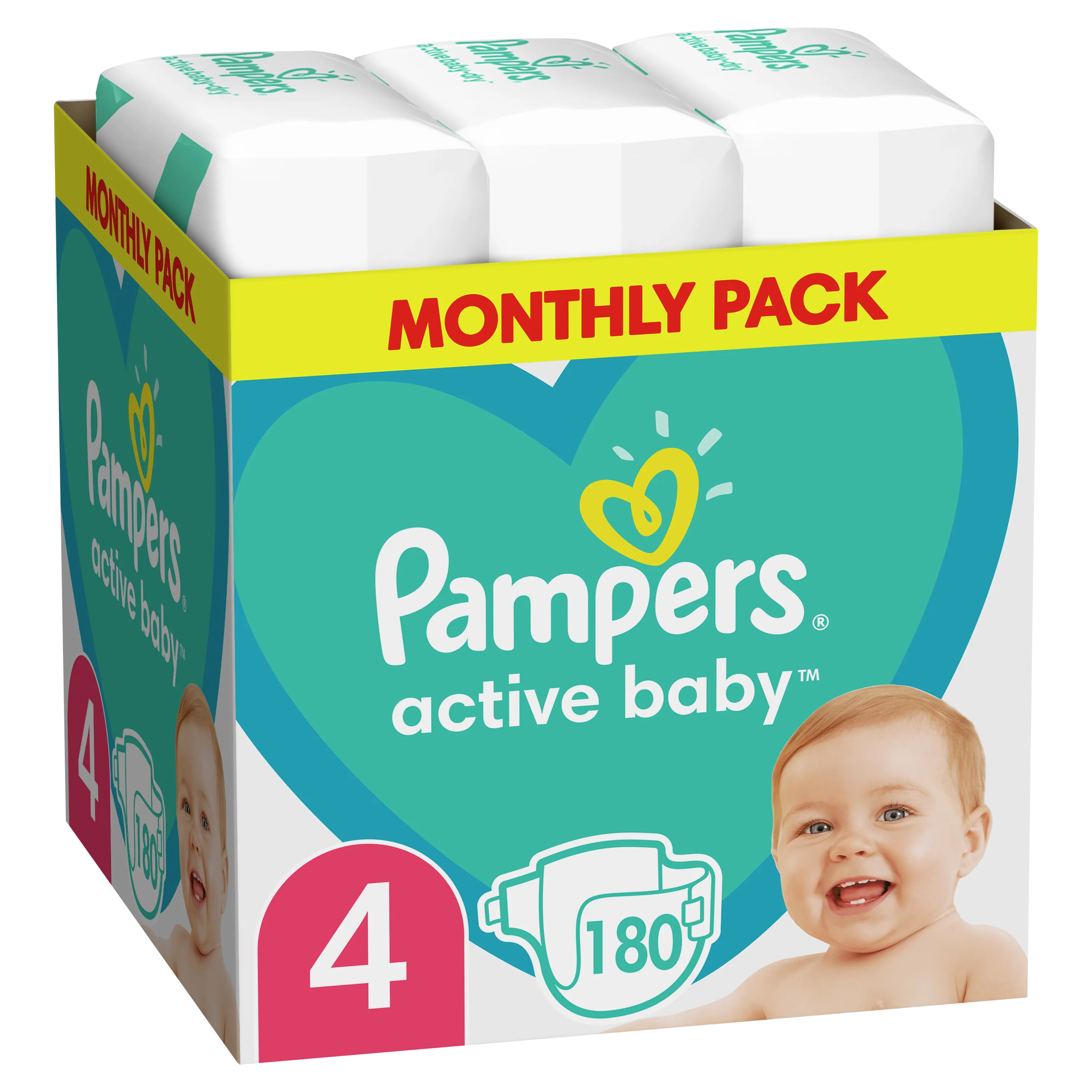 Scutece Pampers Active Baby Maxi Box 4 (8-14 kg), 180 buc.