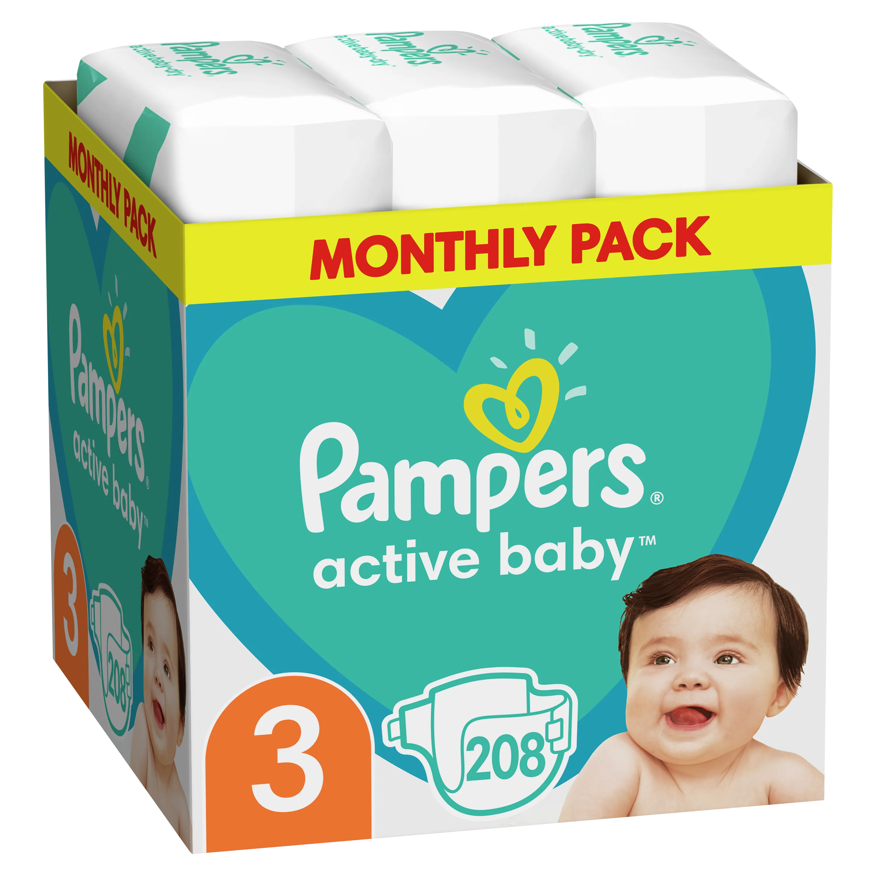 Scutece Pampers Active Baby Midi Box 3 (6-10 kg), 208 buc.