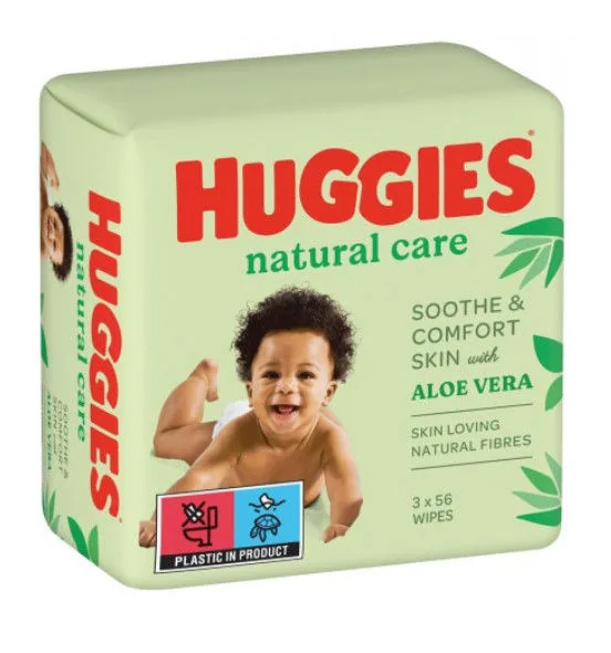 Şerveţele umede Huggies Natural Care, 3 x 56 buc