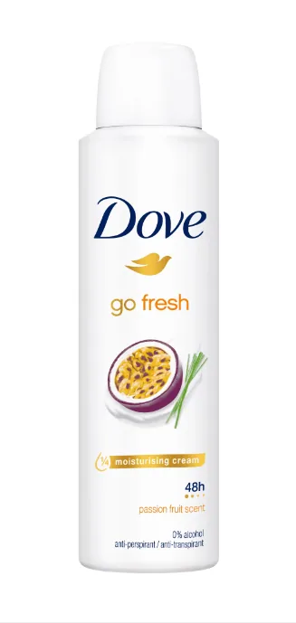 Antiperspirant spray Dove Deo Go Fresh Passion Fruit Scent 150 ml.