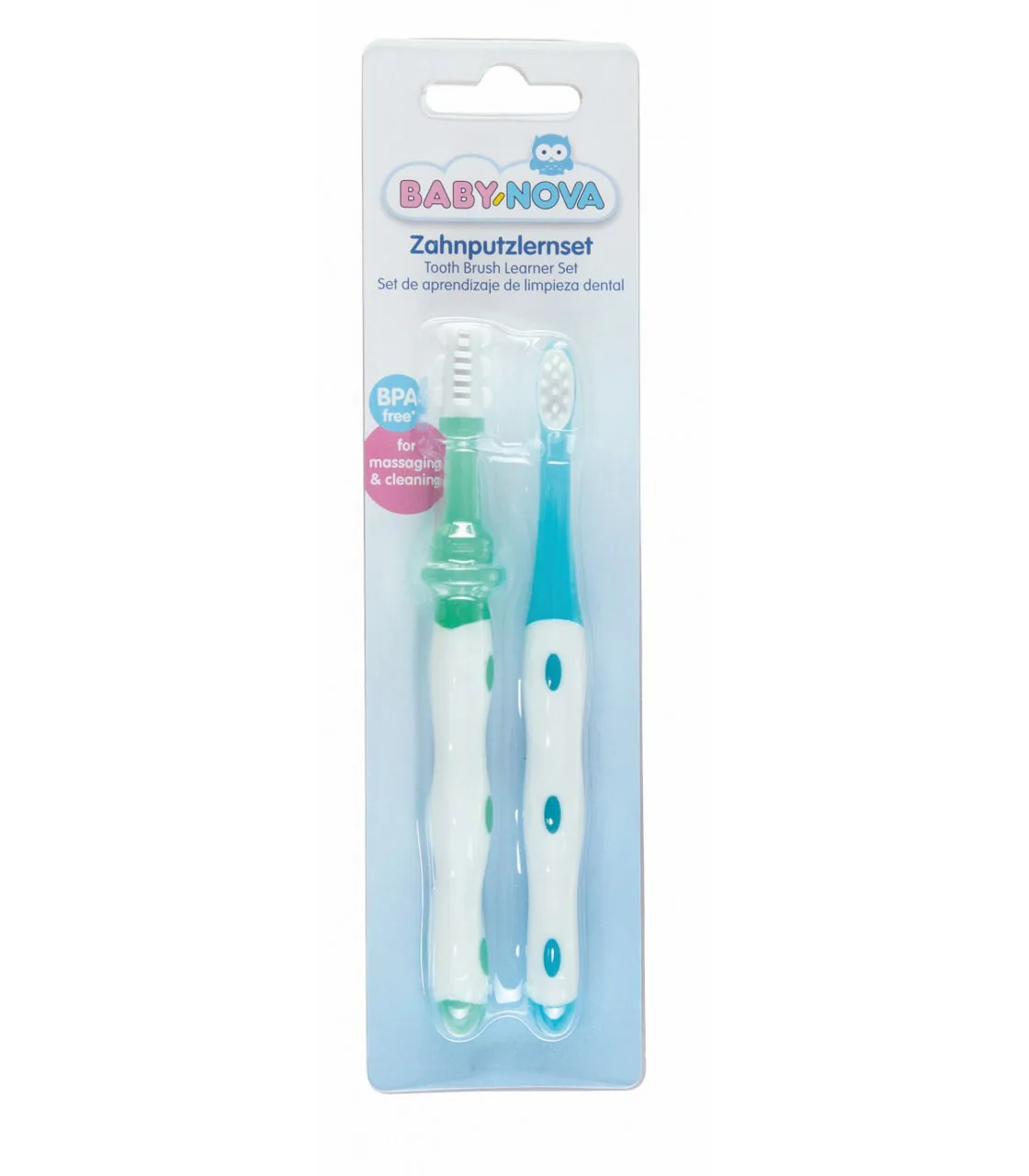 ”Baby-Nova” Set periuță de dinți pentru învățare, fără BPA, 2 buc, (33150)