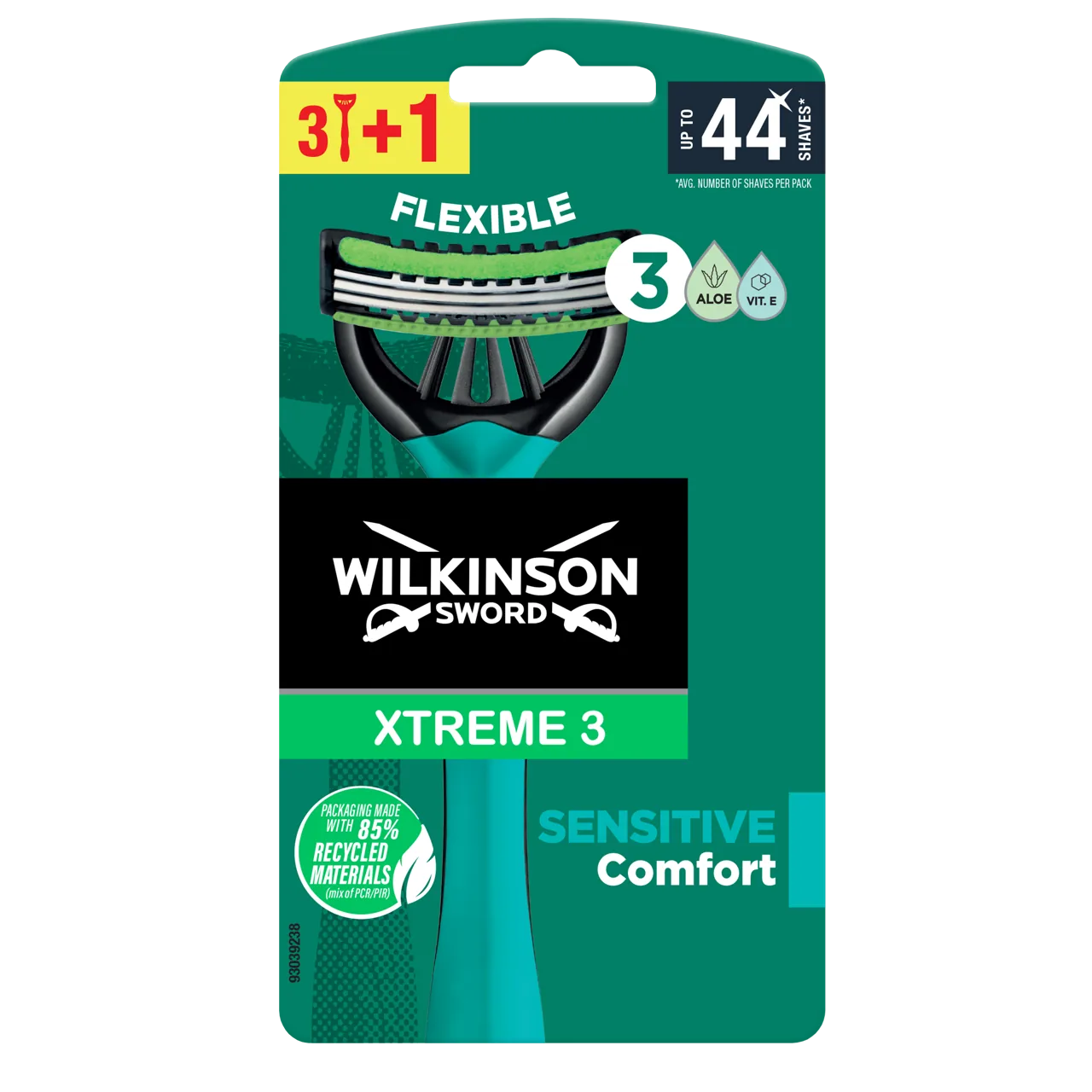 Aparate de ras de unică folosință pentru bărbaţi Xtreme3 Sensitive, 3+1 buc, 3 lame