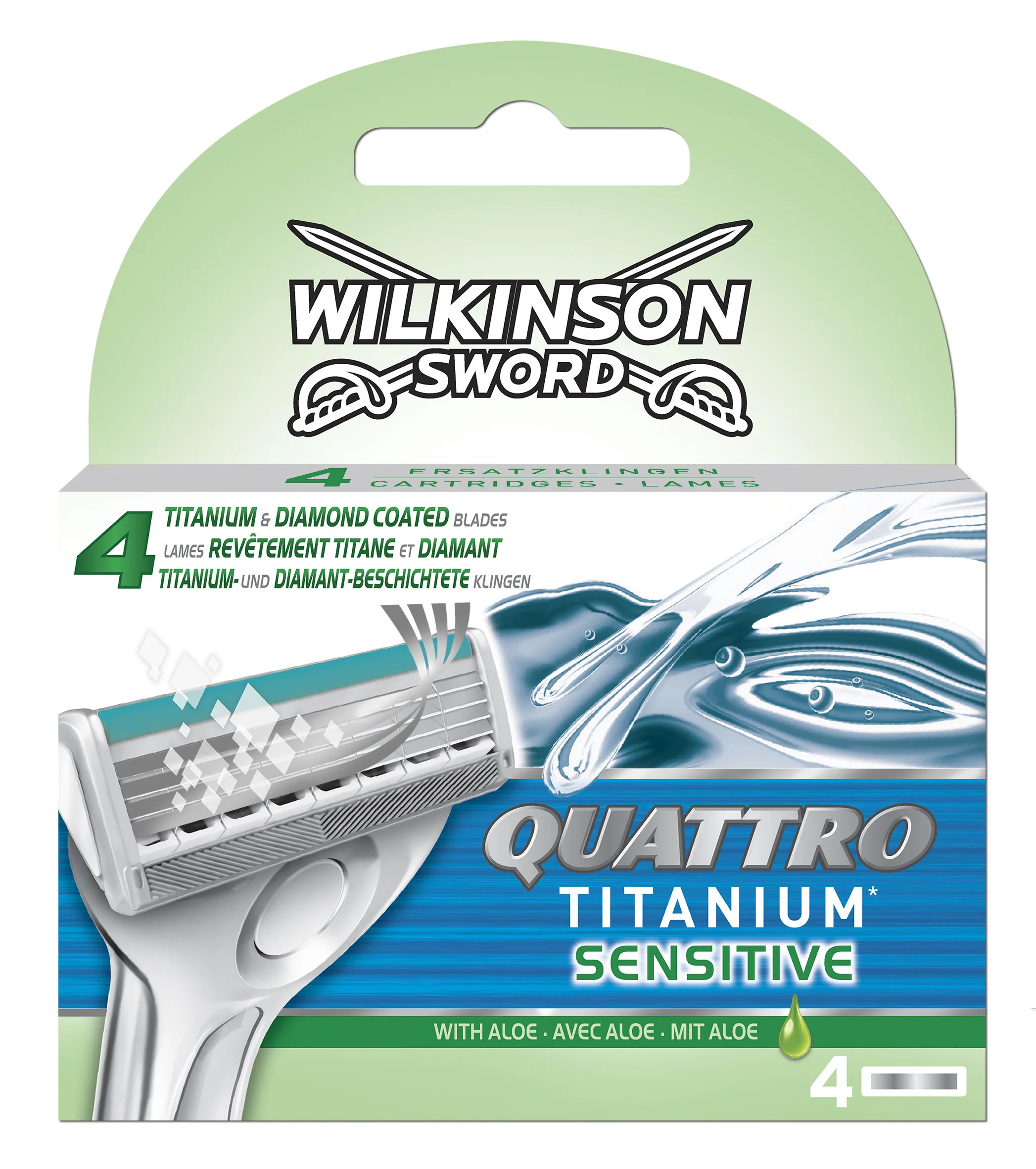 Сменные лезвия для бритвы Quattro Titanium Sensitive, 4 шт.
