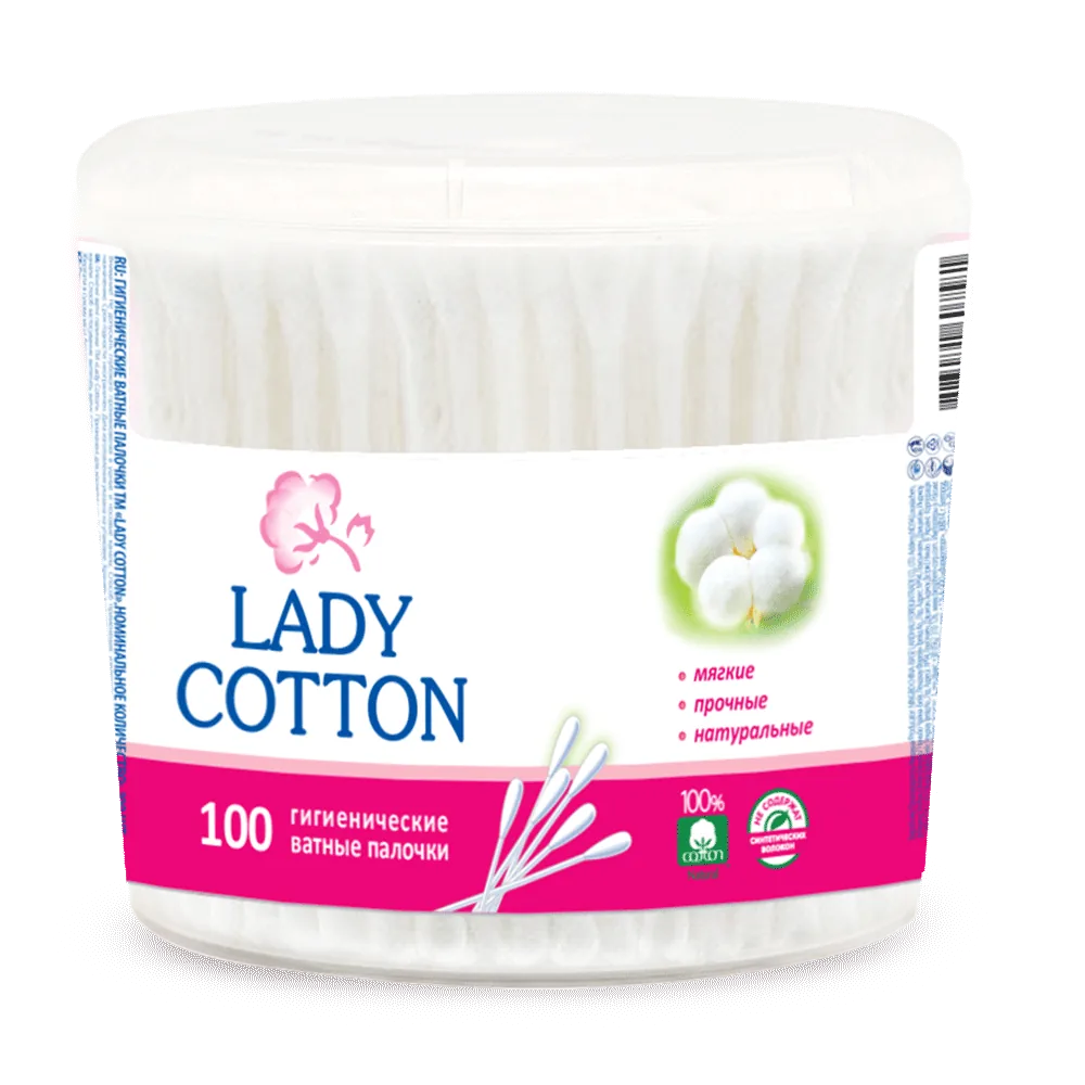 Beţişoare cu vată Lady Cotton, ambalaj plastic, 100 buc.