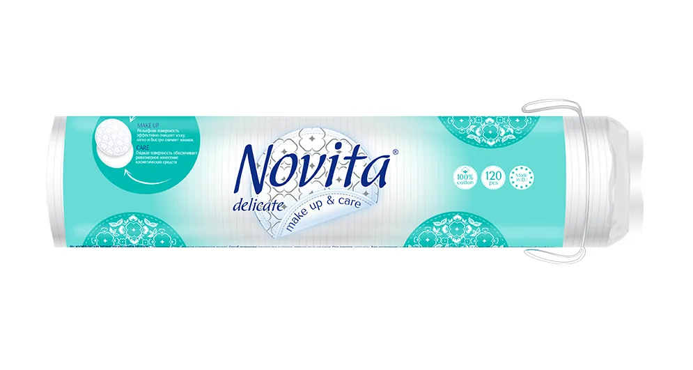 Discuri cosmetice de vată Novita Delicate, 120 buc.