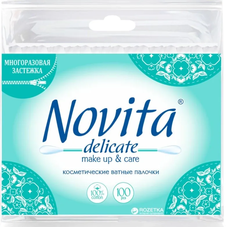 Novita Delicate  Beţişoare cu vată, 100 buc.
