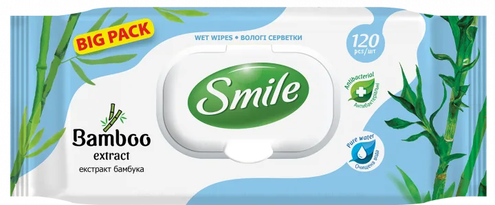 Şerveţele umede cu extract de bambus Smile, 120 buc.
