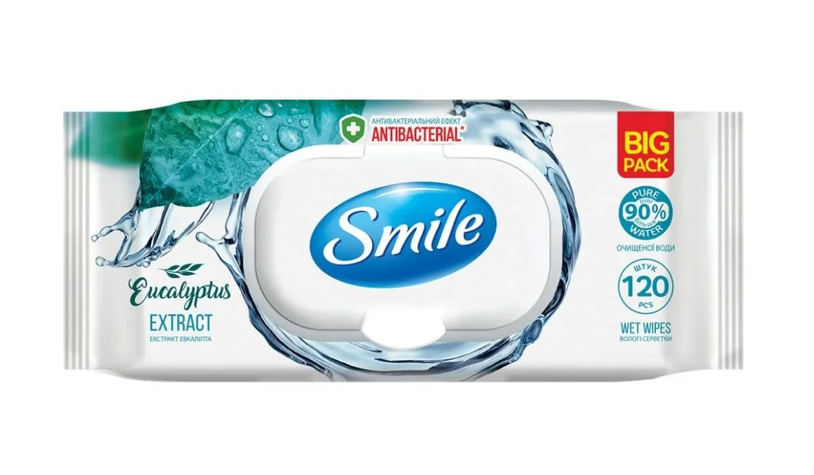 Şerveţele umede cu extract de eucalipt Smile, 120 buc.