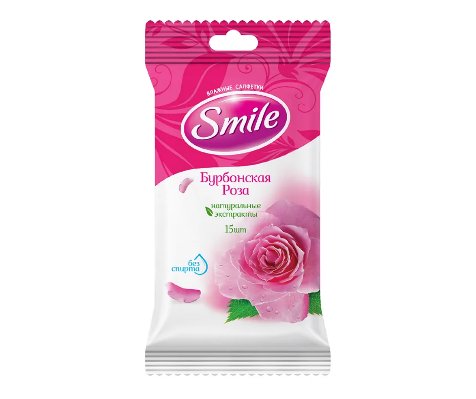 Şerveţele umede Smile, Bourbon Rose, 15 buc.