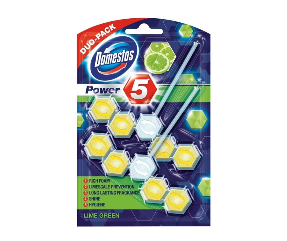 Odorezant toaletă Domestos Power 5 Lime, 2 buc. x 55 gr.