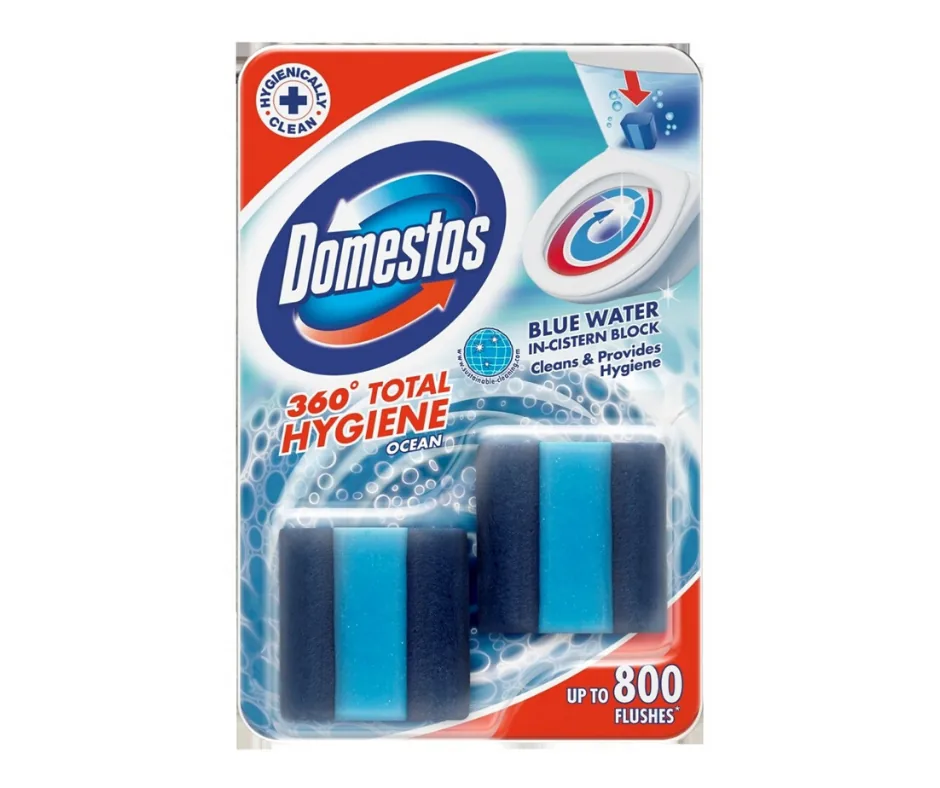 Odorizant rezervor WC Domestos Total Hygiene Block Ocean, 2 buc. x 50 gr.