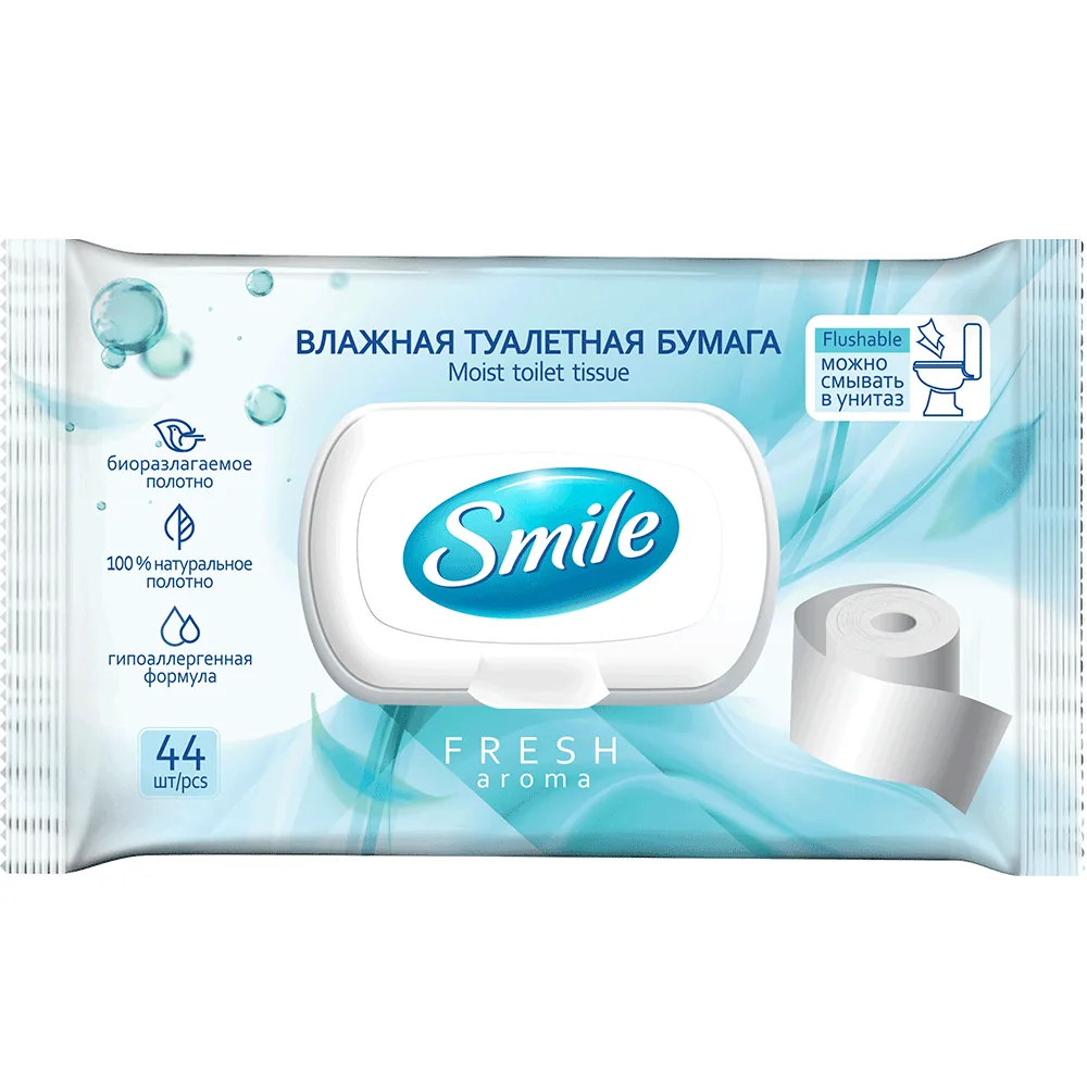 Влажная туалетная бумага Smile Fresh, 44 шт.
