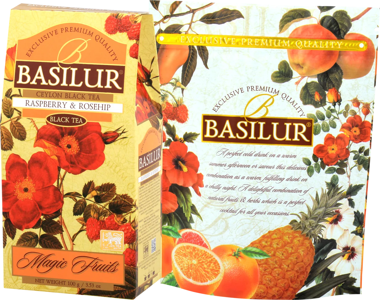 Ceai negru  Basilur Magic Fruits,  Raspberry & Rosehip, 100 g