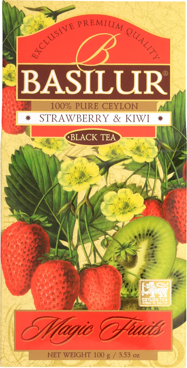 Ceai negru  Basilur Magic Fruits,  Strawberry & Kiwi, 100 g
