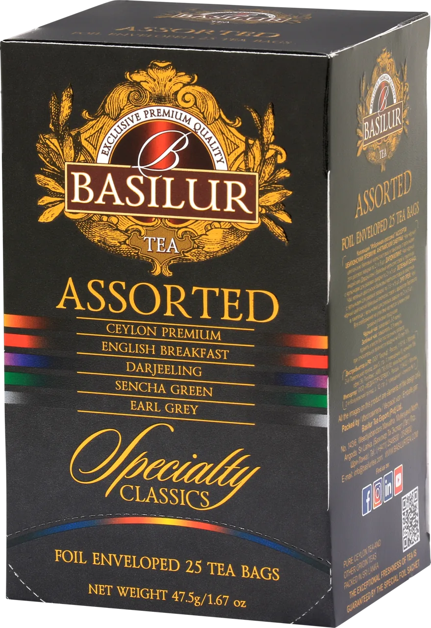 Ceai negru și verde în asortiment  Basilur Specialty Classics  ASSORTED, Foil Env  (5*1,5g, 20*2g)