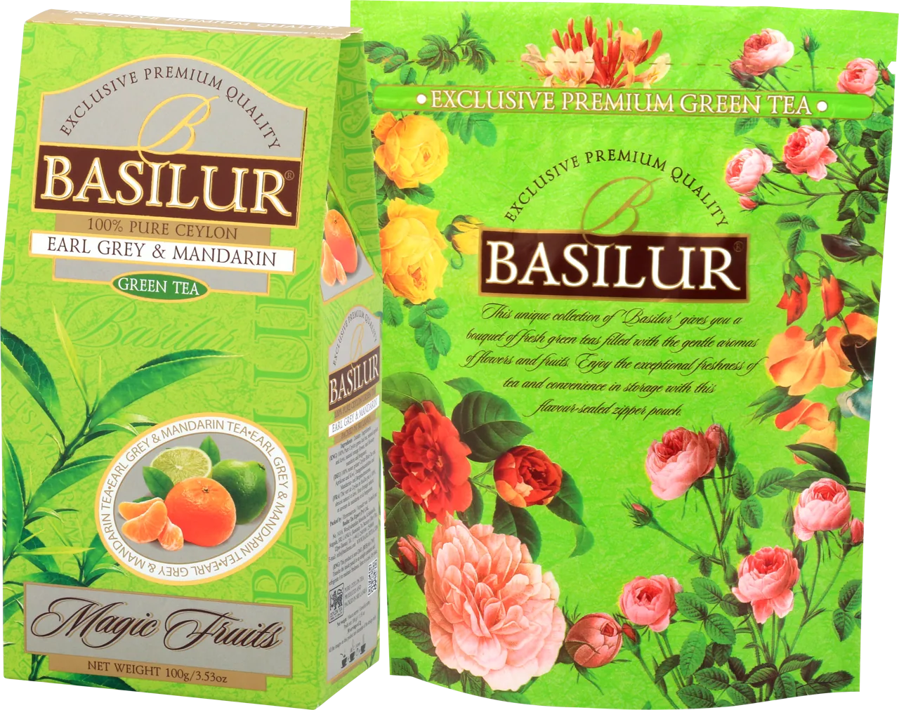 Ceai verde Basilur Magic Fruits, Earl Grey & Mandarin, 100 g