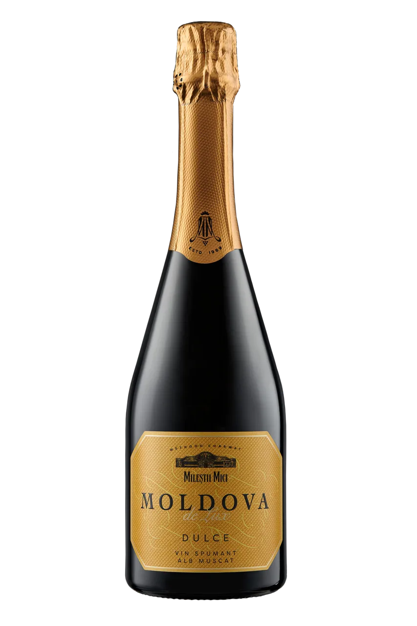 Mileștii Mici Moldova de Lux, игристое вино Мускат белое сладкое, 0,75 л