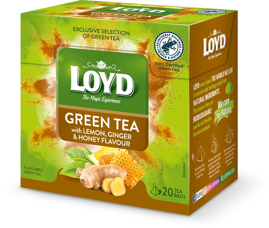 LOYD Green Lemon, Honey, Ginger, ceai verde, 20 pac
