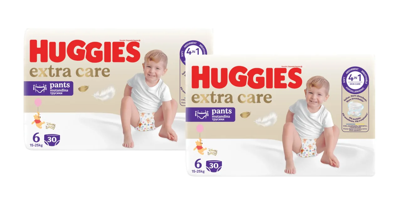 Set Scutece-chilotel Huggies Extra Care Pants  Mega  6  (15-25 kg)  60buc   (2x30buc)