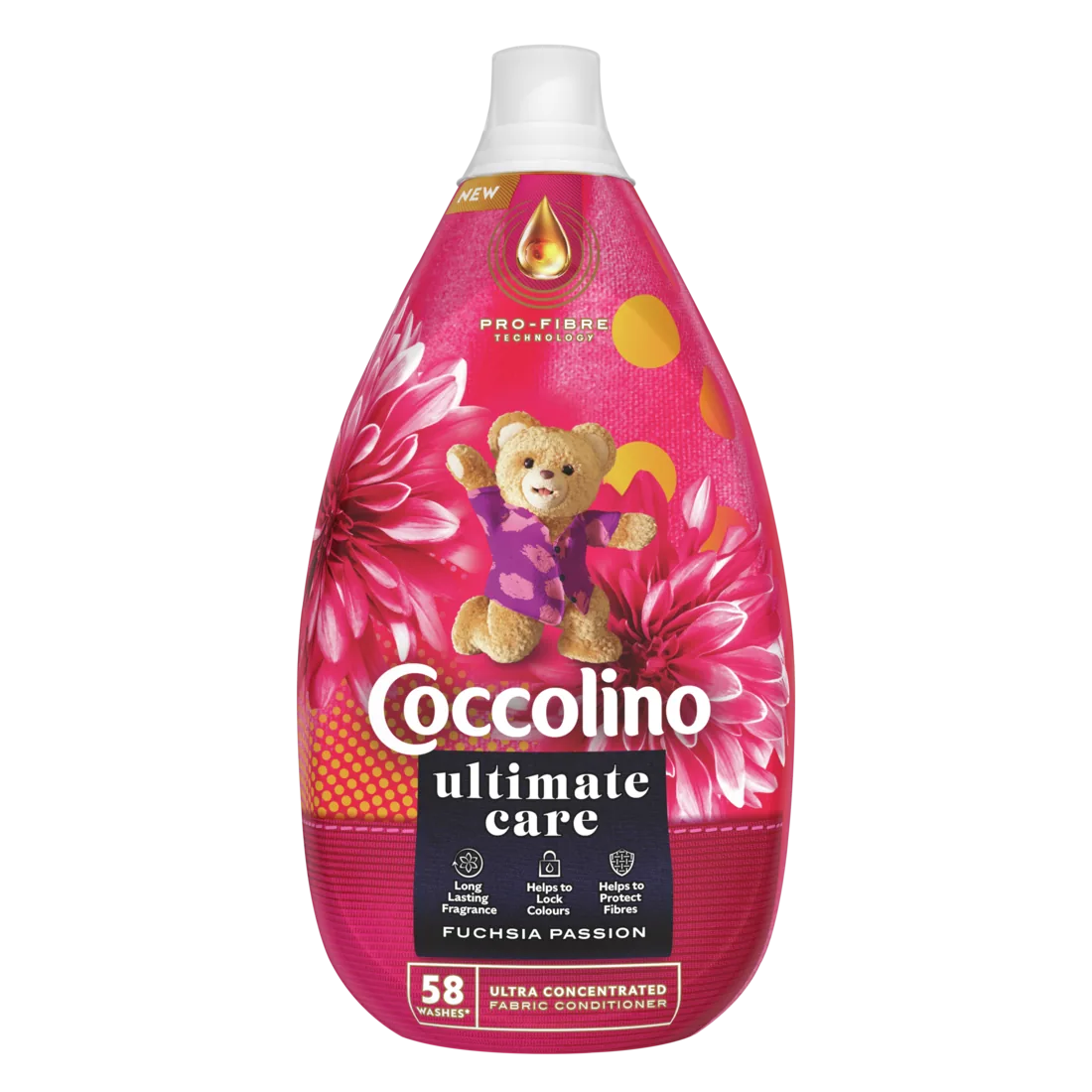 Balsam de rufe Coccolino Ultimate Care Fuchsia Passion, 870 ml, 58 spălări