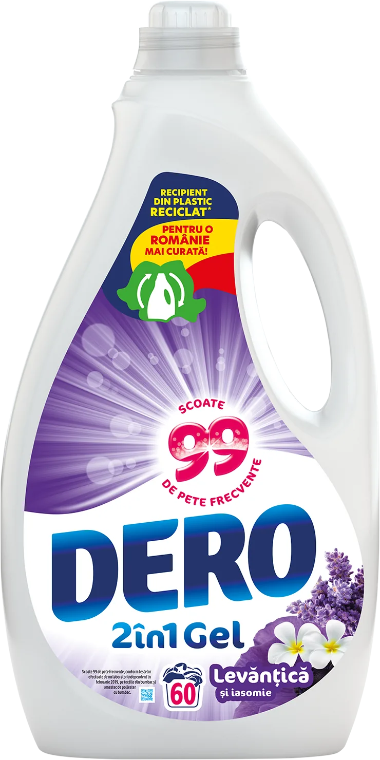 Dero gel 2in1 Levănţică şi Iasomie, 3L, 60 spălări