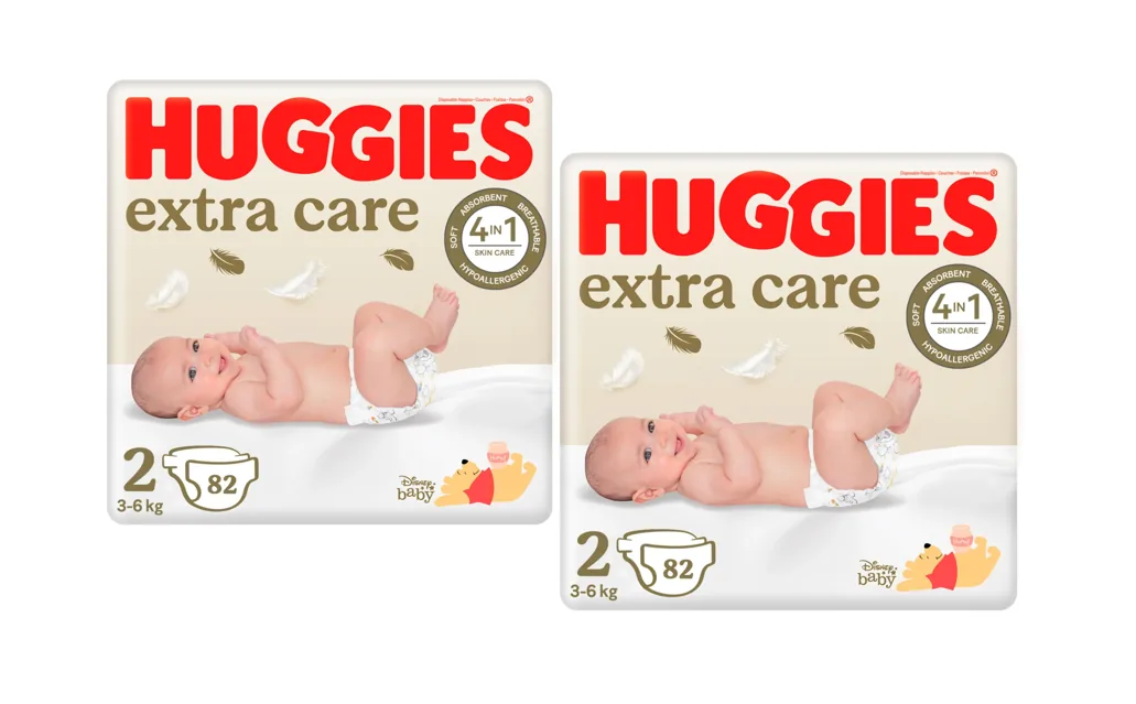 Set Scutece Huggies Extra Care Mega  2  (3-6 kg)  164buc.  (2x82buc)