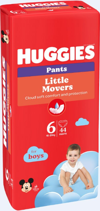 Scutece-chiloţel pentru băieţel Huggies Little Movers Mega 6 (15-25 kg), 44 buc