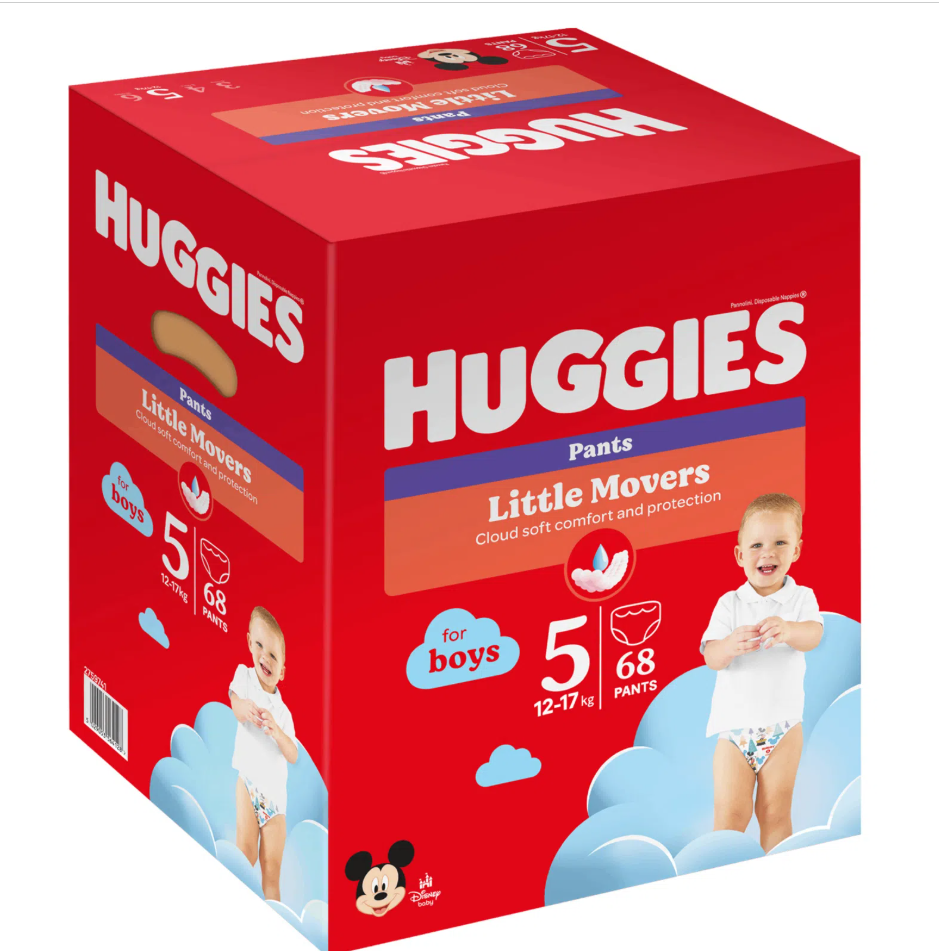 Scutece-chiloţel Huggies Little Movers Pants  BOX  5 pentru băieţel 5  (12-17 kg), 68 buc