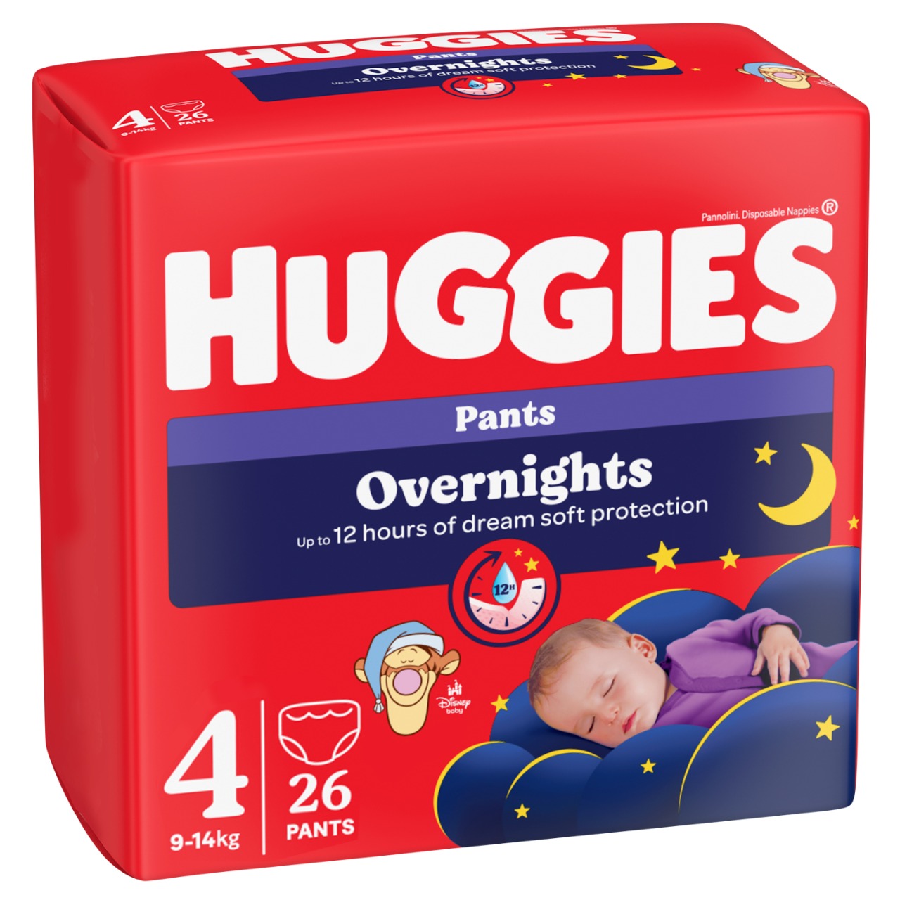 Scutece-chiloţel Huggies Overnights 4 (9-14 kg), 26 buc.