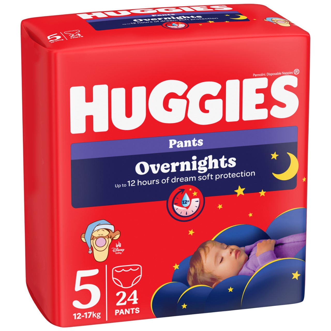 Scutece-chiloţel Huggies Overnights 5 (12-17 kg), 24 buc.