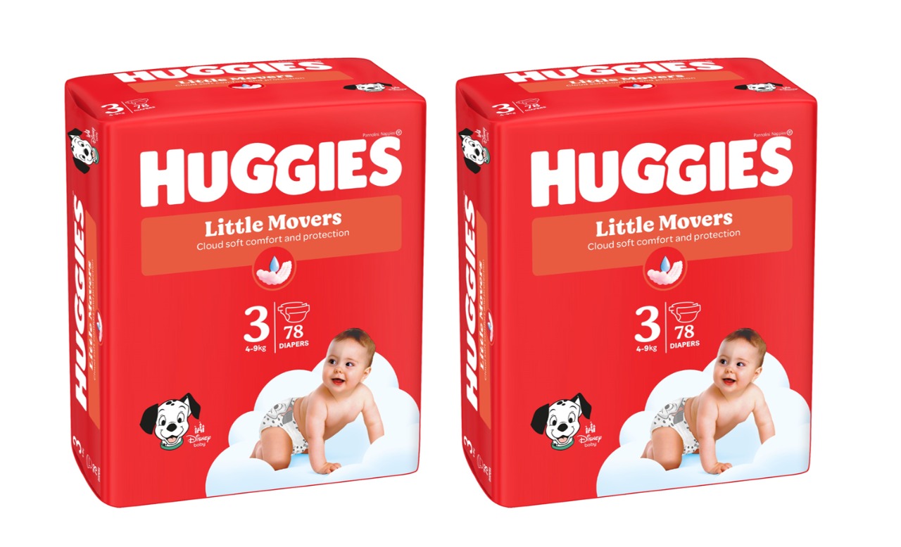 Set Scutece Huggies Little Movers Mega 3 Unisex  (4-9 kg), 156buc  (2x78buc)