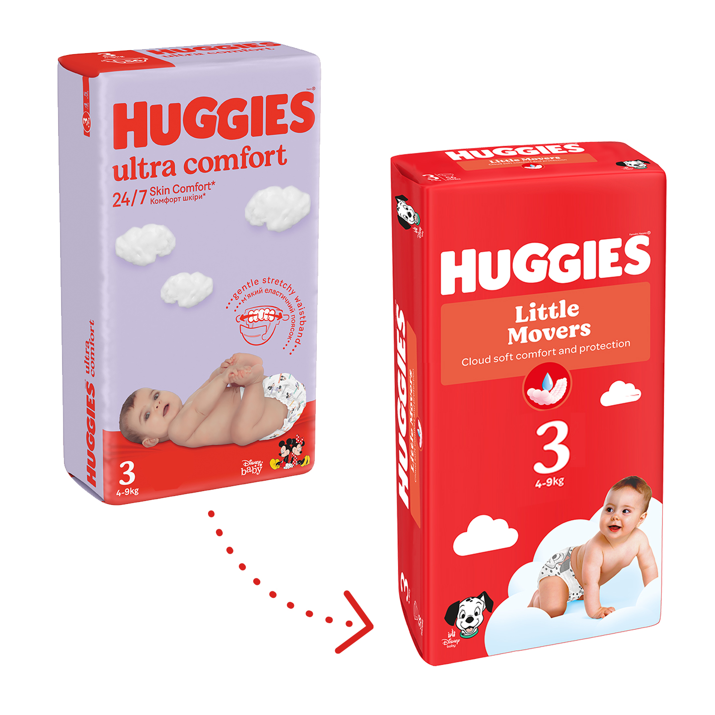 Set Scutece Huggies Little Movers Mega 3 Unisex  (4-9 kg), 156buc  (2x78buc)