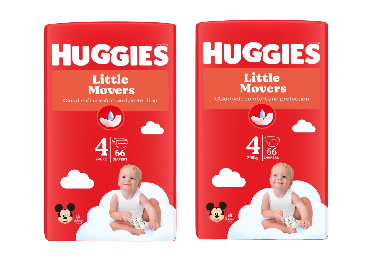 Set Scutece Huggies Little Movers Mega 4, Unisex  (7-18 kg), 132buc  (2x66buc)