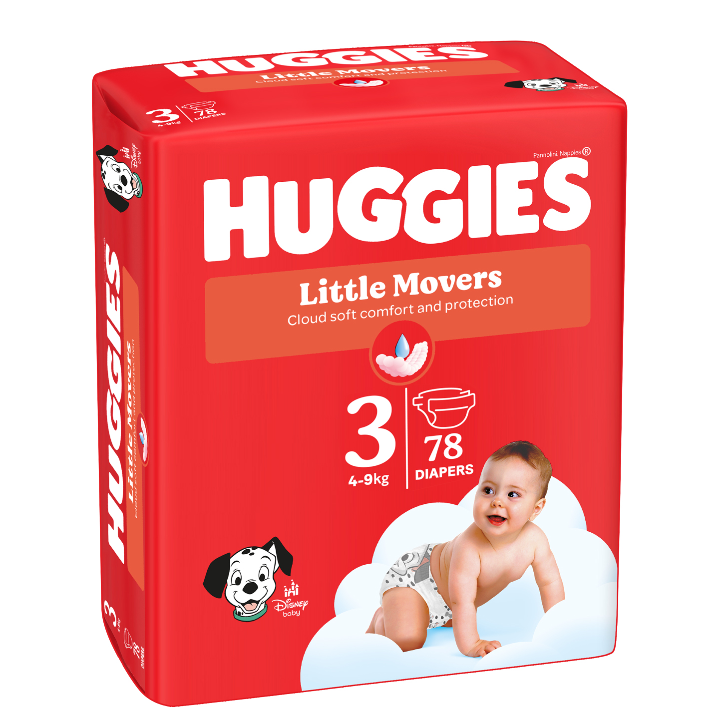 Scutece unisex Huggies Little Movers Mega 3 (4-9 kg), 78 buc