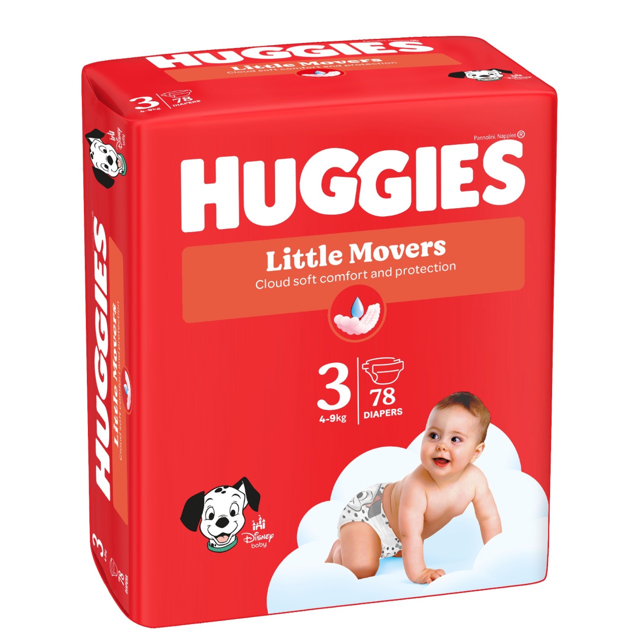 Scutece unisex Huggies Little Movers Mega 3 (4-9 kg), 78 buc