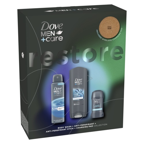 Cadou DOVE MEN +CARE CLEAN COMFORT (SG 250ml + DEO 150ml + STK 50ml) + Charging Pad Gratis 2025