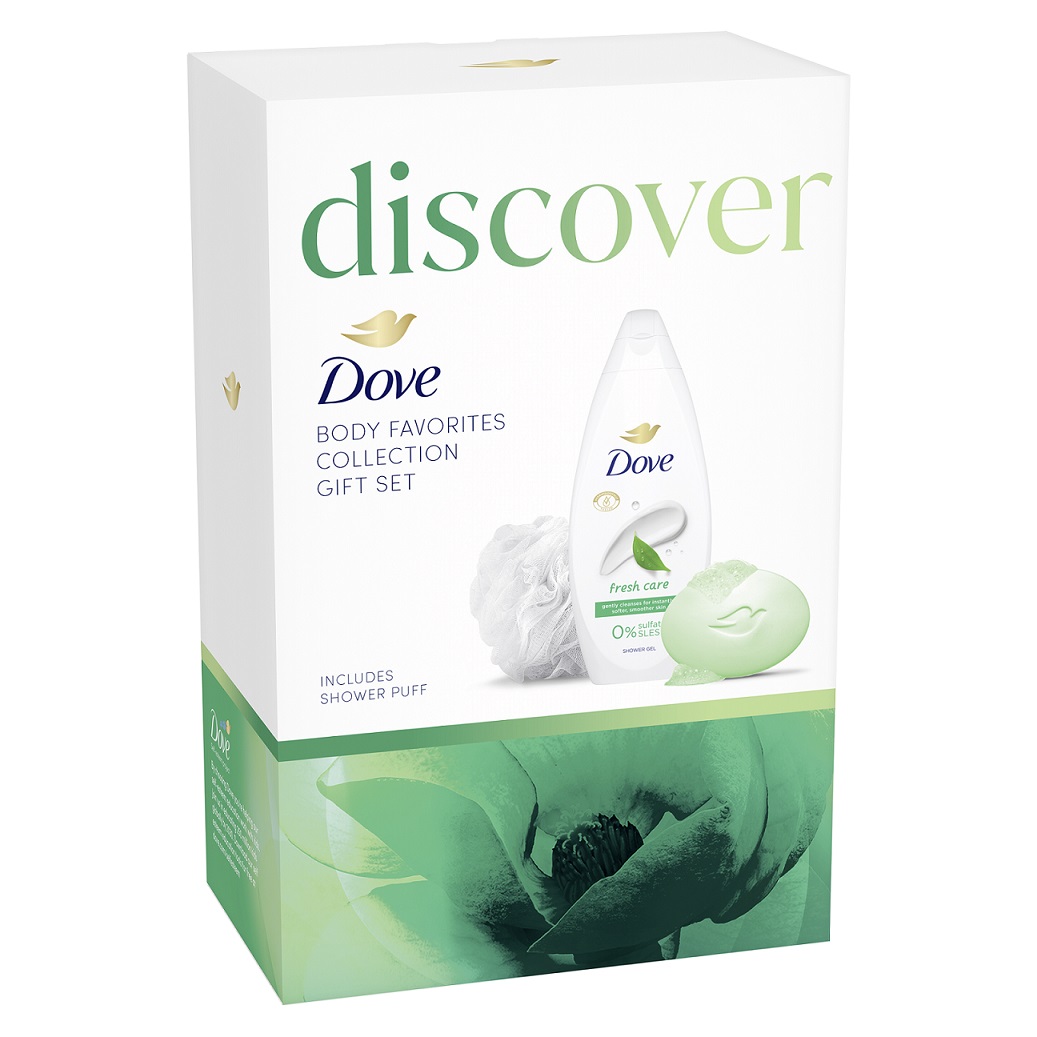 Cadou DOVE WOMEN FRESH CARE (SG 250ml + BAR 90g) + Puf Gratis 2025