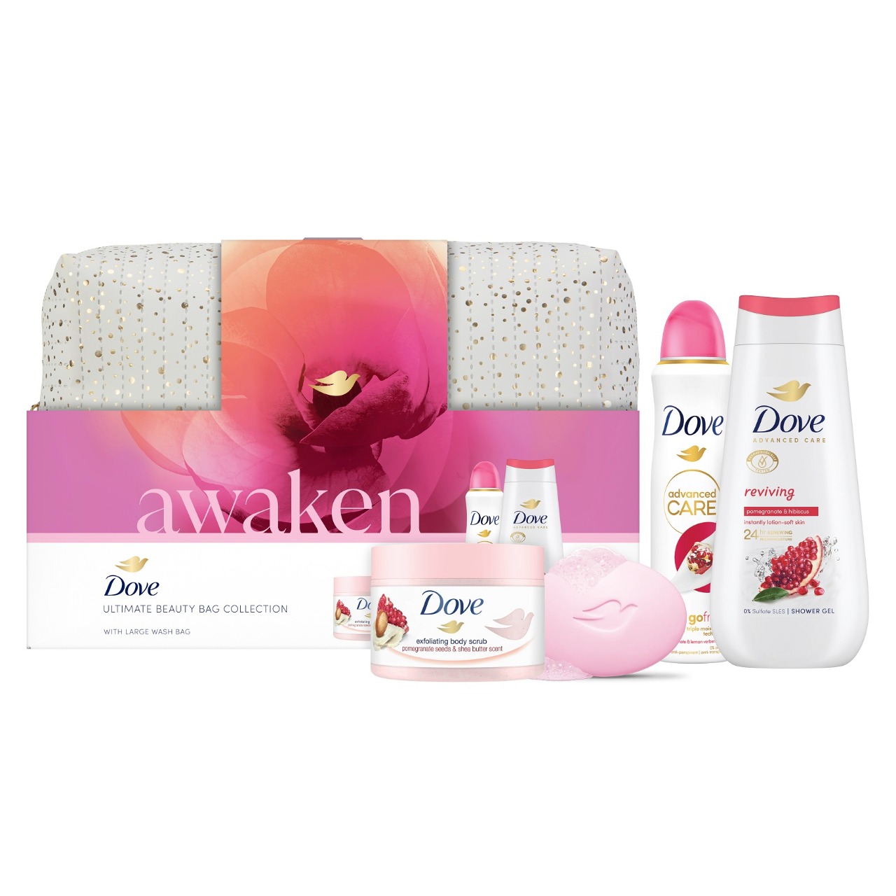 Cadou DOVE WOMEN REVIVING LARGE (SG 225ml + SCRUB 225ml + DEO 150ml + BAR 90gr)+ Gentuta Gratis 2025